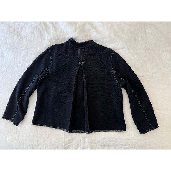 Jones New York Navy Leather/Knit Swing Coat, Large - Picture 2 of 6